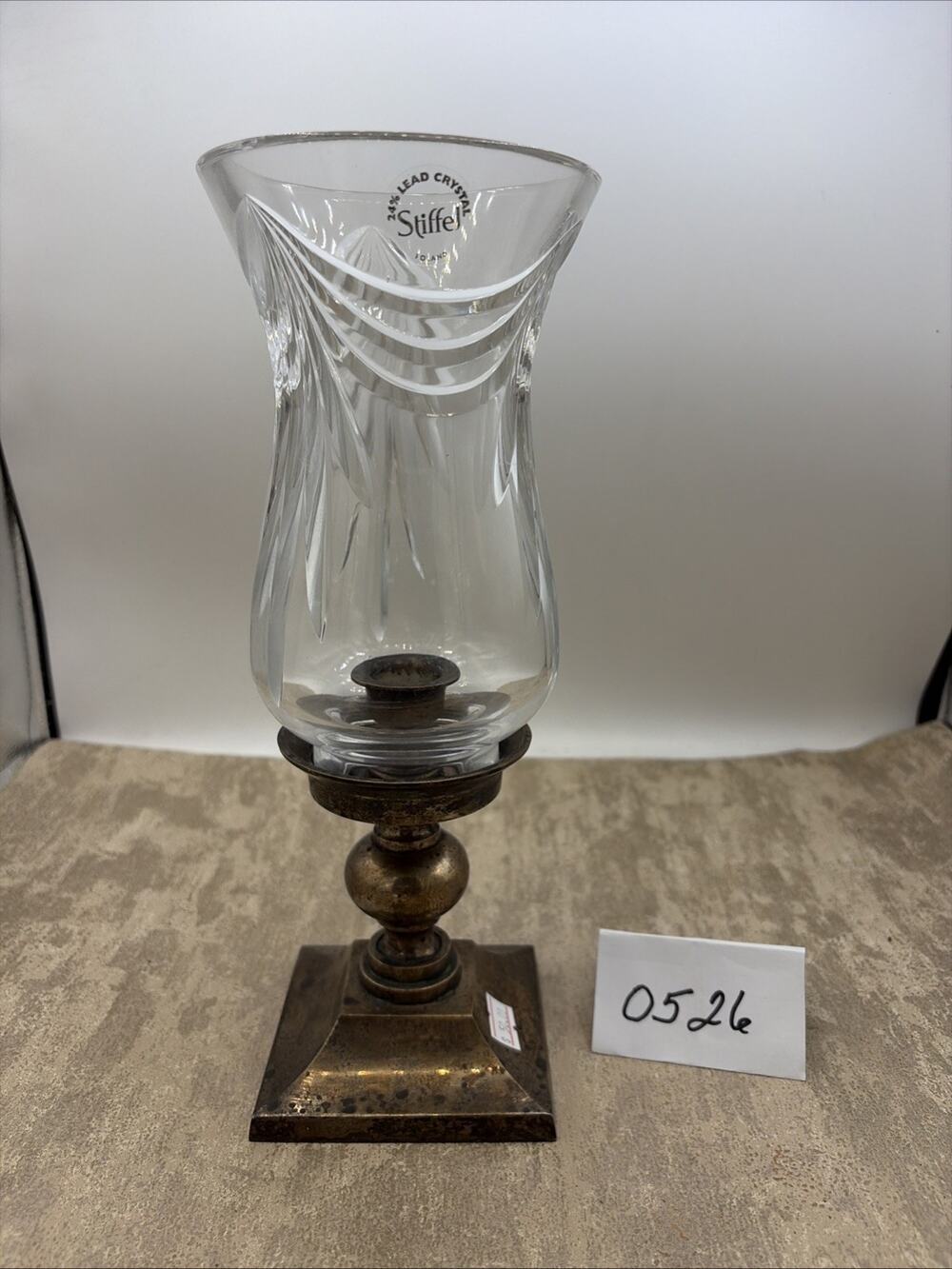 Stiffel Silver Plated & 24% Lead Crystal Candle Holder Poland 11” X 4.5”